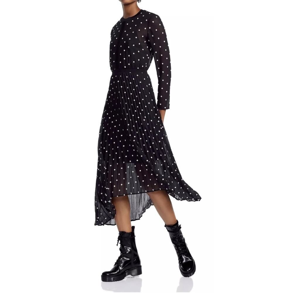 Maje Rivoli Micro-Floral Embroidered Midi Dress Sz. 2 (US M)